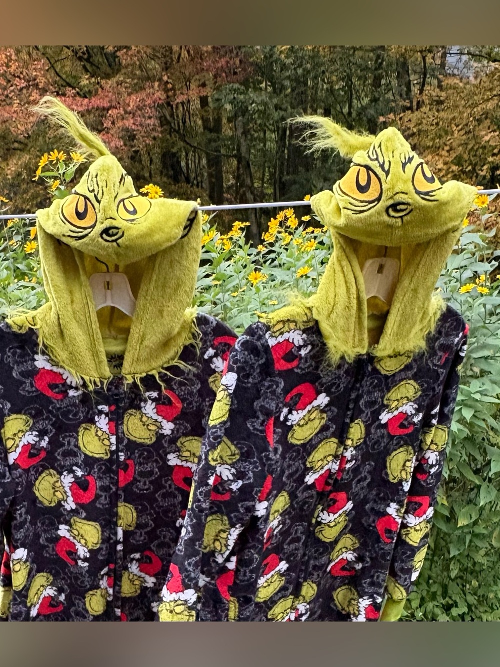 2 MATCHING UNISEX GRINCH ONESIES